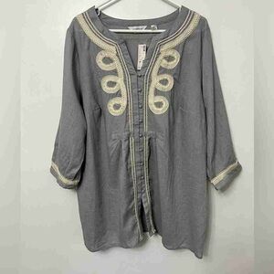Gray Embroidered Women's Top